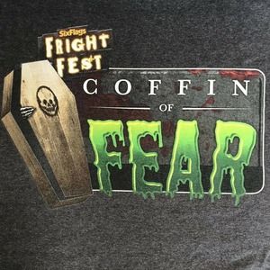 Got Worms Mens X-Large T-Shirt Six Flags Fright Night Coffin Of Fear Hal…